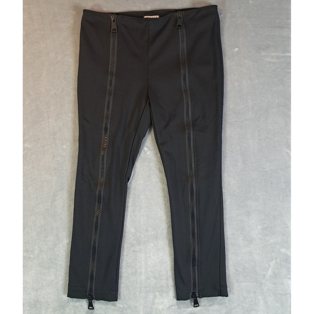 OO LA LA Zip-Leg Pants Leggings Womens Size XL (35 x 28) Black Stretch France